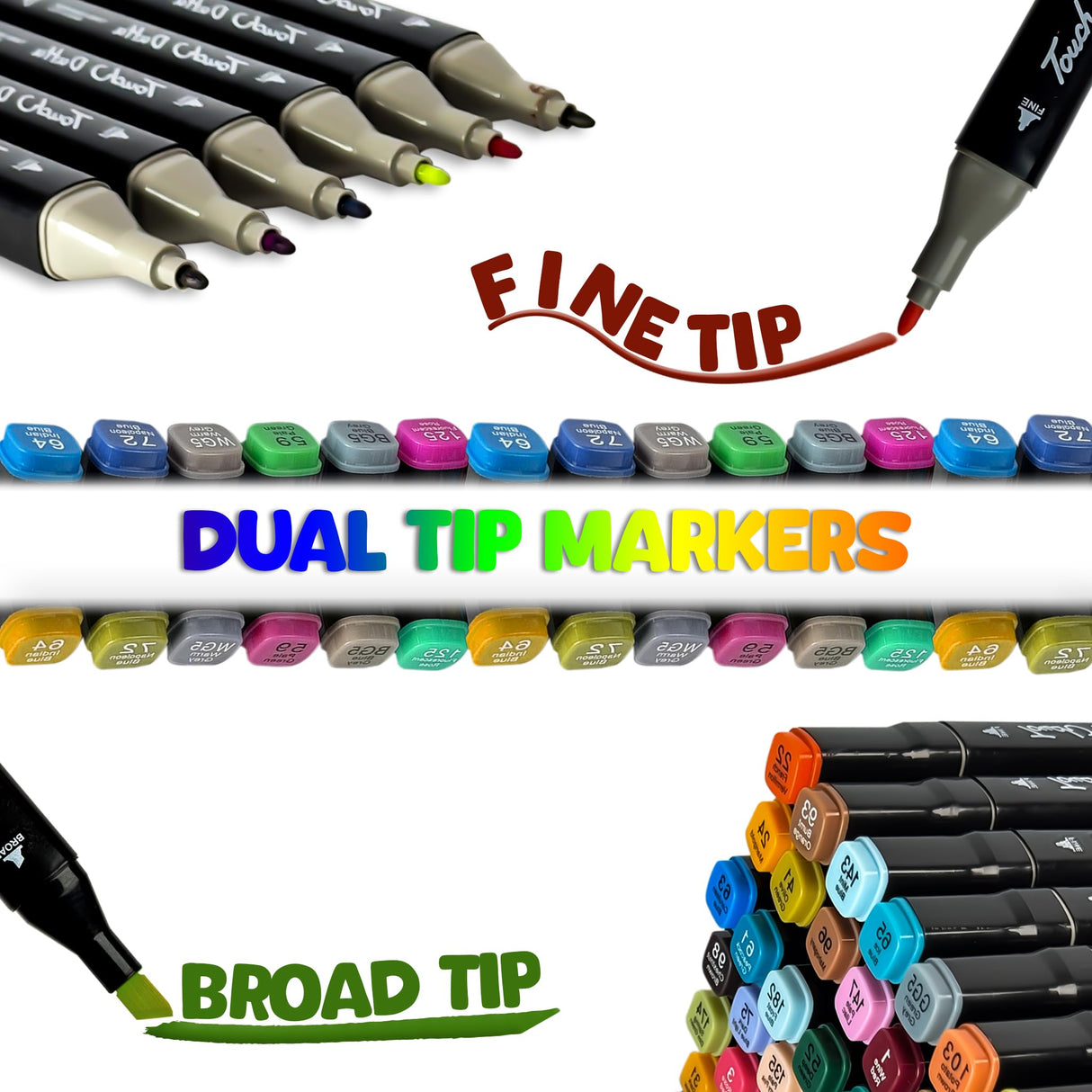 GLUKLITCH Alcohol Markers Set of 80, Dual Tip Alcohol Based Markers, Brush Tip Permanent Markers Sketch Pens for Artist Illustration, Art supplies, Giftable Pen Set GLUKLITCH