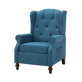PALLOME Wingback Recliner Chair with Massage and Heat Tufted Fabric Push Back Arm Chair, Recliner Chair for Living Room Bedroom Home Theater (1,Peacock Blue) PALLOME