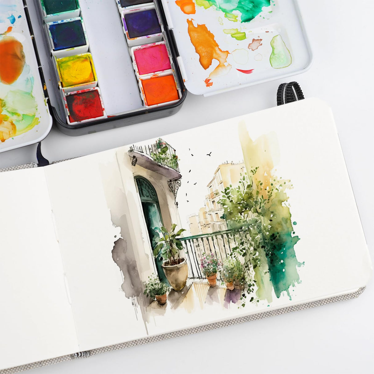 Funto Watercolor Journal, 3.5x5.5, 2 Pack, 48 Pages Each, Cold-Pressed with Inner Pocket, 110lb/230gsm, Suitable for Techniques and Mixed Media Funto