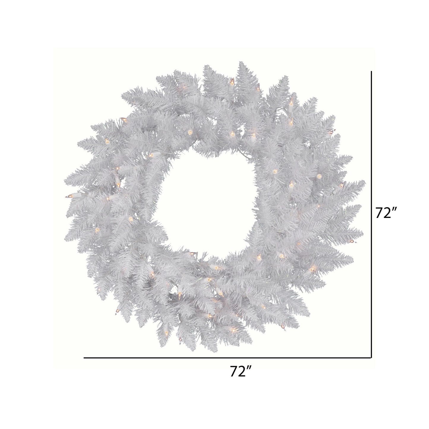 Vickerman 72" Sparkle White Spruce Artificial Christmas Wreath, Warm White LED Lights - Faux Spruce Christmas Wreath - Seasonal Indoor Home Decor