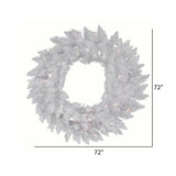 Vickerman 72" Sparkle White Spruce Artificial Christmas Wreath, Warm White LED Lights - Faux Spruce Christmas Wreath - Seasonal Indoor Home Decor Vickerman