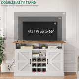 YITAHOME Farmhouse Buffet Cabinet with Storage, 52'' Sideboard with 2 Floating Shelves, Power Outlet, Adjustable Storage Shelves, Coffee Bar Wine Cabinet for Kitchen, White YITAHOME