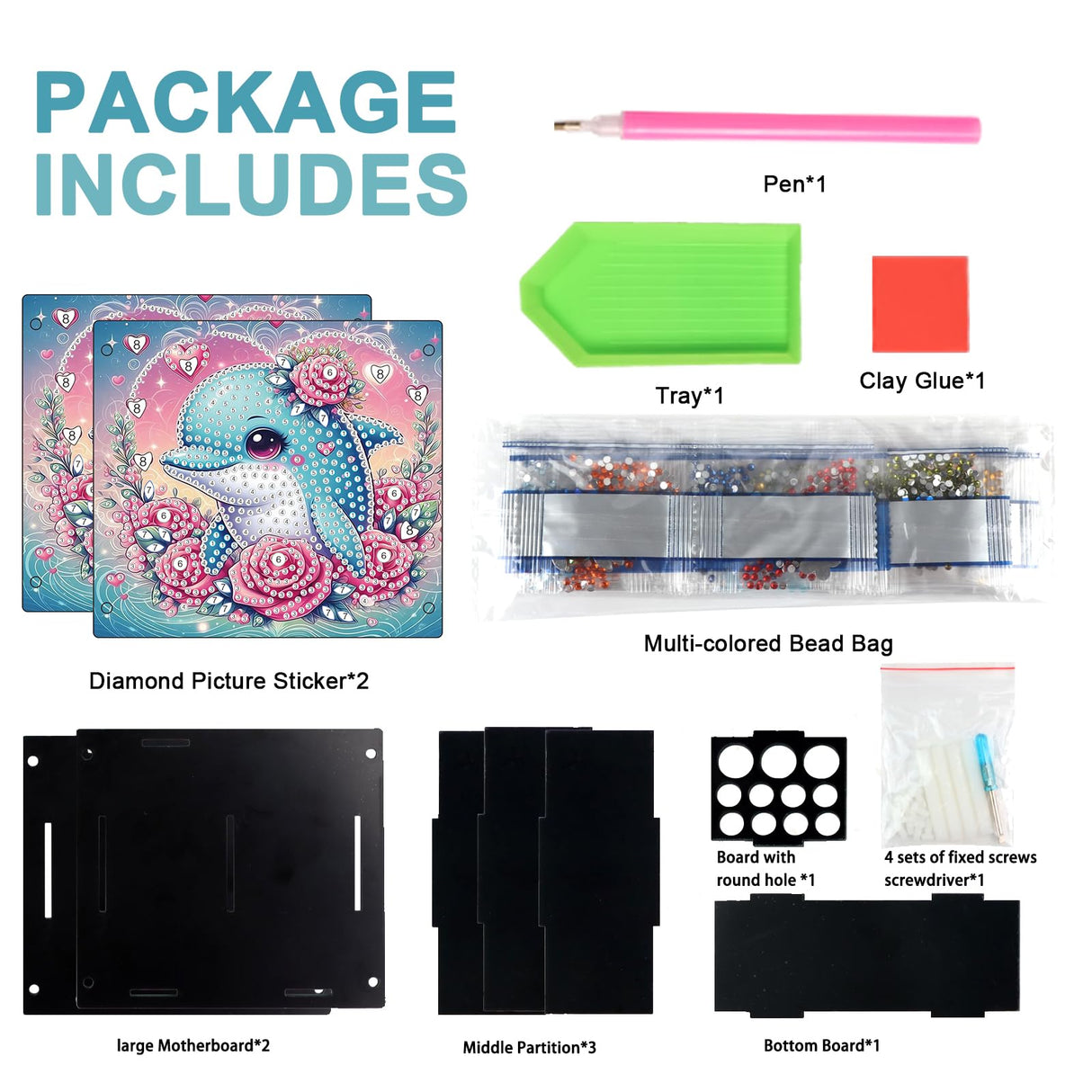 JZHYOAN Dolphin Diamond Art Pen Holder, DIY Diamond Pencil Storage, Study, Office Painting Special Pencil Box, Common Storage for Desks, Suitable for Study Rooms and Bedrooms JZHYOAN