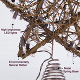 Twinkle Star Christmas Star Tree Topper, Rustic Rattan Treetop with 15 LED Lights Christmas Tree Holiday Xmas Party Decorations, 12.2 Inch (H) Twinkle Star