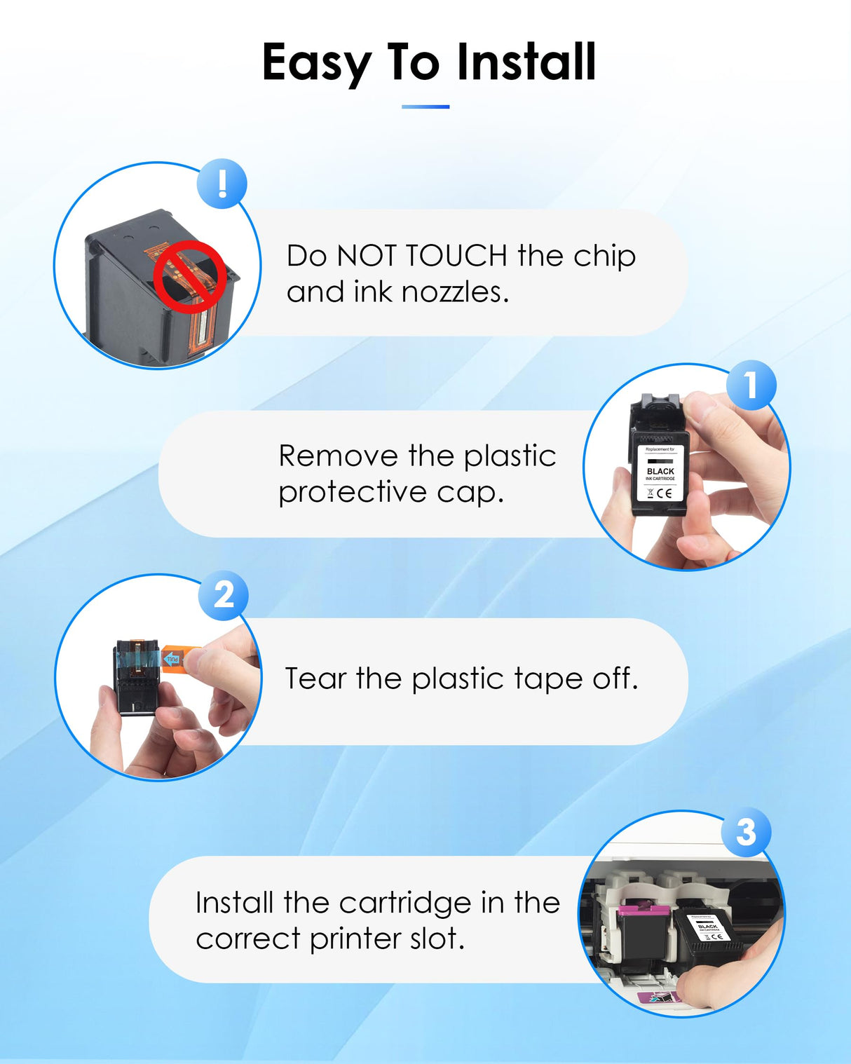 TECKKIN 67XL Ink Cartridge Remanufactured Replacement for HP Ink 67 67XL Works for HP DeskJet 2700 2700e 2755e 2755 4155e 4155 Envy 6055e 6455e 6400 6055 Envy Pro 6452 6458 6475 Printer (Black,Color) TECKKIN