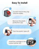 TECKKIN 67XL Ink Cartridge Remanufactured Replacement for HP Ink 67 67XL Works for HP DeskJet 2700 2700e 2755e 2755 4155e 4155 Envy 6055e 6455e 6400 6055 Envy Pro 6452 6458 6475 Printer (Black,Color) TECKKIN