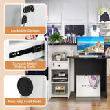 Tangkula Reception Desk, Front Counter Desk with Lockable Drawer & Adjustable Shelf, Oval Desktop, Retail Counter for Checkout, Computer Workstation for Salon Lobby Office, Home Office Desk Tangkula