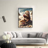 Ginfonr DIY 5D Diamond Art Kits for Adults, Animal Diamond Painting for Adults, Diamond Art Sea Otter Full Drill, Diamond Art Kits Embroidery Rhinestone Craft for Home Wall Decor 12 * 16 Inch Ginfonr