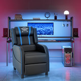Giantex Gaming Massage Recliner Chair - Racing Style Gaming Sofa Chair with Reclining Backrest, Massage Lumbar Pillow, Retractable Footrest, Home Theater Seating with Bluetooth Speaker (Blue) Giantex