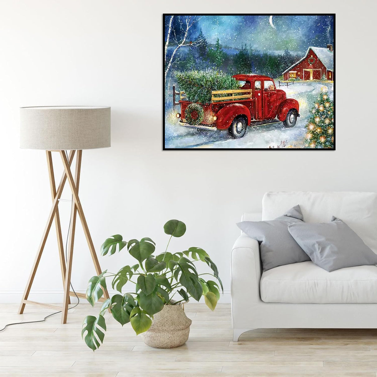 VIGEGU 2 Pack Christmas Paint by Numbers Kit for Adults with Framed,Truck Bonfire Winter Landscape Paint by Number DIY Adult Paint by Number Kits for Wall Decor 10x12in VIGEGU