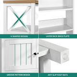 YITAHOME White Microwave Stand and Bakers Rack with Power Outlet, Durable Kitchen Pantry Cabinet and Storage Shelves YITAHOME