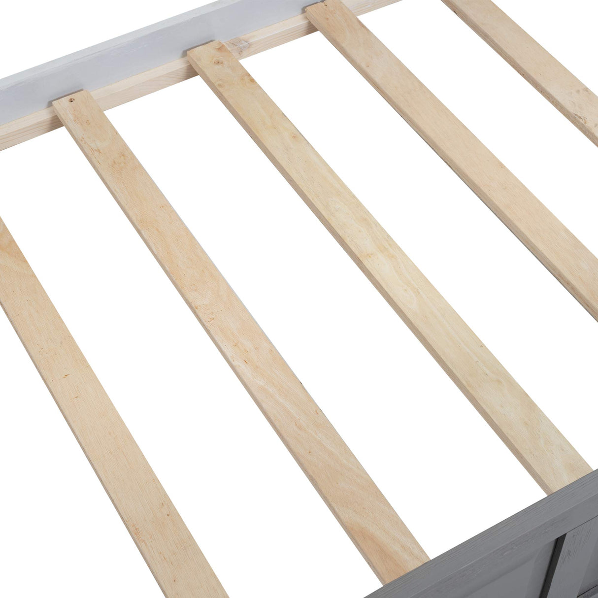 SOFTSEA Full Over Full Bunk Bed with Trundle Bedroom Furniture Solid Wood Bunk Beds Frame, Divided Into Two Separate Full Beds, Gray SOFTSEA