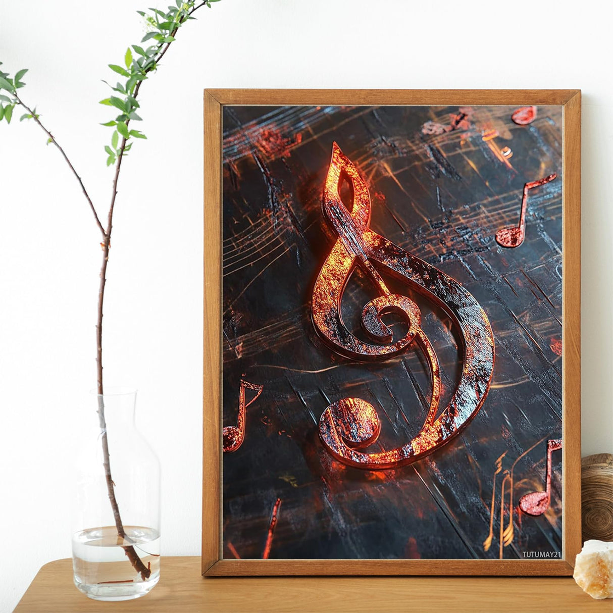 TUTUMAY21 Metallic Treble Clef Diamond Painting Kits, Music Full Round Drill Diamond Painting Kits 5D DIY Diamond Art Kits for Adults Women Home Decor 12x16 inch TUTUMAY21