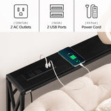 MAHANCRIS Sofa Table with Charging Station, 39.4” Console Table, Narrow Entryway Table, Slim Hallway Table, Retro Couch Table, for Entrance, Foyer, Living Room, Hallway, Black CTHB151E01 MAHANCRIS