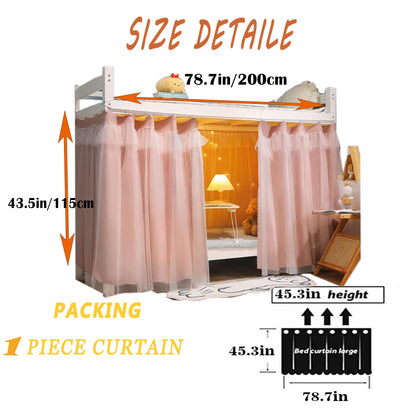 Navhao 2 Panels,Dorm Home Solid Thicken Bunk Blackout Bed Curtains Cloth Bed Canopy Men Women Single Sleeper, Pink