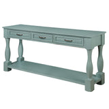 LKTART Solid Wood Console Table Sofa Table Entryway Table with 3 Drawers and 1 Bottom Shelf for Storage Entry Hallway Foyer Sofa (63" Retro Green) LKTART