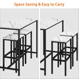 Yongchuang Modern 5 Piece Bar Table Set with White Faux Marble Top and 4 Backless Stools Yongchuang
