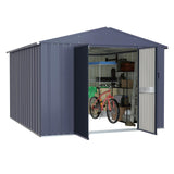VEIKOU 8 x 10FT Storage Shed with Thickened Galvanized Steel, Outdoor Storage Shed with Lockable Door & Air Vents, Garden Tool Metal Shed for Patio Garage Yard, Grey VEIKOU