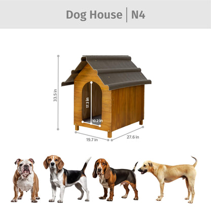 Beethoven Agropet Outdoor and Indoor Dog House, Cozy Wooden Pet Shelter for Dogs, Puppy, Cats, Dog Cave with Elevated Floor (Cherry Wood, Medium N4) - WoodArtSupply