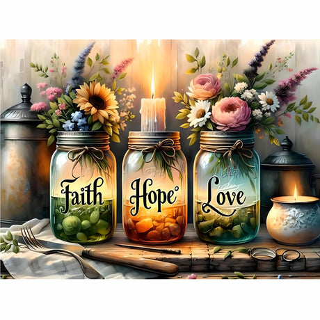 DIY Wishing Bottle Paint by Numbers for Adults Beginner, Faith, Hope, Love Paint by Numbers on Canvas, Easy Color Acrylic Painting by Number Kits for Offices and Home Wall Decor 16 X 20 Inch Fotasmua