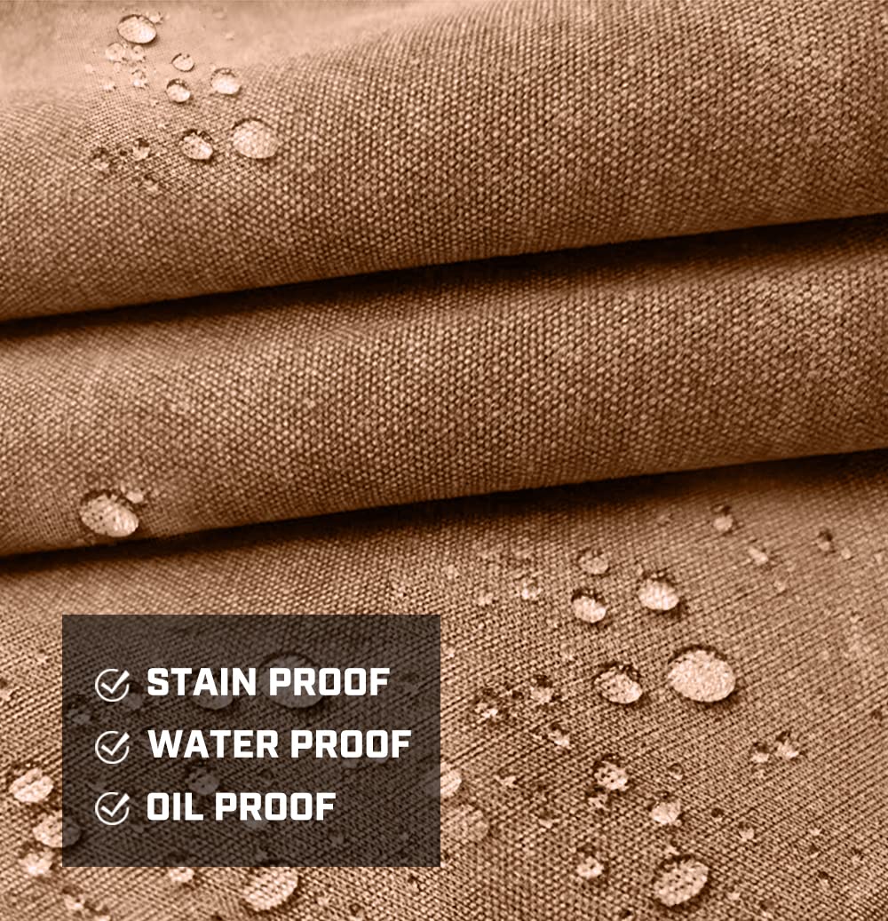 OPTIGRAM Waxed Canvas Durable Tool Apron, Heavy Duty Work Apron with 10 Pockets for Accessaries, Woodworking Work Shop Apron for Safty Protection (Khaki) OPTIGRAM