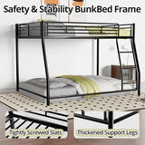 TURRIDU Full XL Over Queen Bunk Bed, Heavy Duty Metal Bunk Bed Frame with Full-Length Guardrails & Ladders, Bedroom Bunk Bed for Teens, Adults, Noise Free, Black TURRIDU