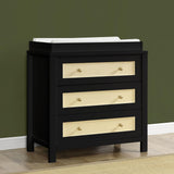 Simmons Kids Theo 3 Drawer Dresser with Changing Top and Interlocking Drawers, Black/Textured Almond Delta Children