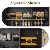 P.H.Furn 71" Pantry Cabinet, Kitchen Storage Cabinet with Drawers & Adjustable Shelf, Microwave Shelf, Kitchen Hutch with LED Light & Outlets for Dining Room/Entry/Hallway (Black) P.H.Furn