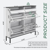 Brafab Large Shoe Storage Organizer Cabinet with 4 Flip Drawers, Freestanding Shoe Rack with Adjustable Shelf for Entryway, Living Room (White) Brafab