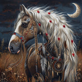 American Native Indian War Horse Moon 5D Diamond Art Painting by Number Kits for Adults DIY Paint with Full Drill Round Diamond Gems Painting Art Craft for Home Wall Decor 13.8x13.8in Generic