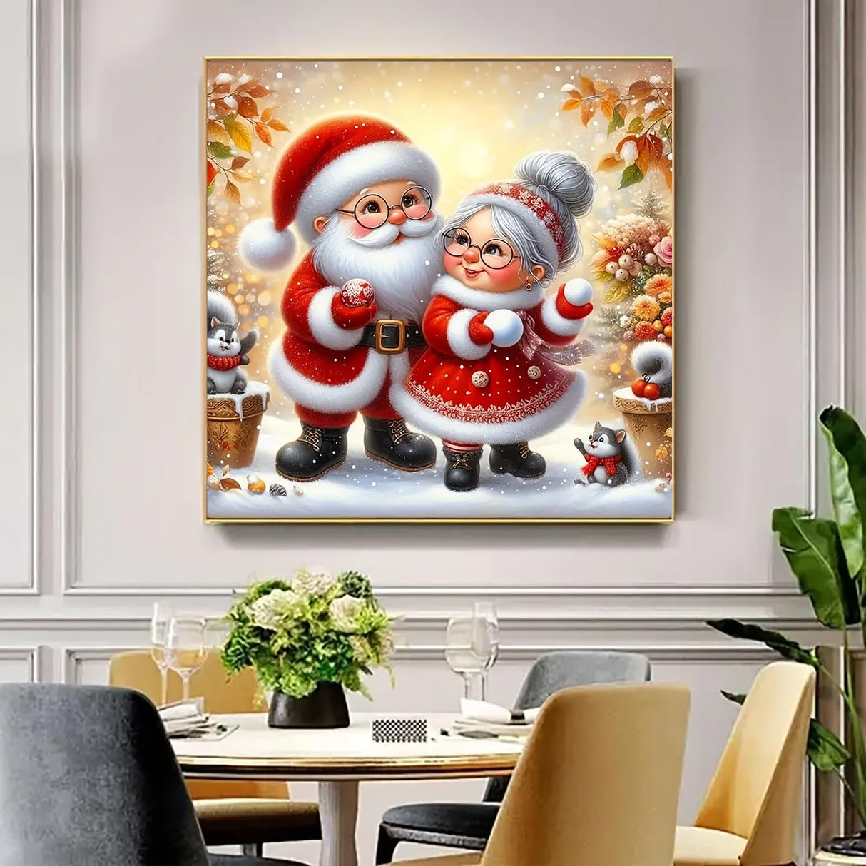 Christmas Grandparent Diamond Art Kits for Adults, 5D Diamond Painting Kits for Adults Beginners, DIY Full Round Drill Diamond Dot Painting Gem Art Kits for Adult, Home Wall Decor 13.8x13.8 Inch VCLKDIY