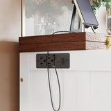 Queen Size Murphy Bed Cabinet, Murphy Bed Cabinet with Storage Drawer and Charging Station, USB Port, Solid Pine Wood Murphy Bedframe for Home Office Studio Guest Room, White Walnut RuiSiSi