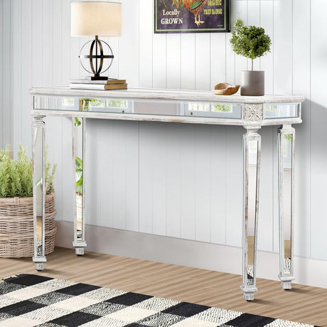48-Inch Mirrored Console Table,Modern Entryway Table Glass Sofa Table with Mirror Finish, Rectangle Narrow,Accent Foyer Table for Living Room,Hallway, Entrance (Silver) JIJIWANG
