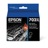 EPSON 702 DURABrite Ultra Ink High Capacity Black Cartridge (T702XL120-S) Works with WorkForce Pro WF-3720, WF-3730, WF-3733 Epson