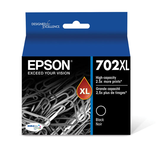 EPSON 702 DURABrite Ultra Ink High Capacity Black Cartridge (T702XL120-S) Works with WorkForce Pro WF-3720, WF-3730, WF-3733