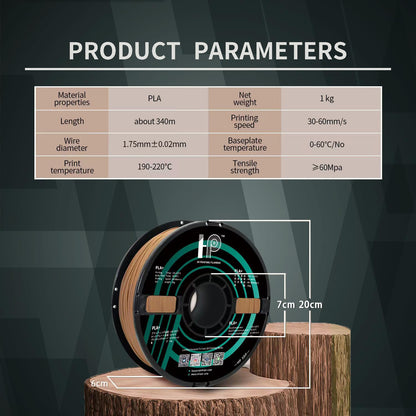 HP3DF PLA Filament, PLA Plus(PLA+), 3D Printer Filament, PLA Filament 1.75mm Dimensional Accuracy +/- 0.02mm, 1KG Spool (2.2 lbs), Fit Most FDM Printer (Yellow Wood PLA) - WoodArtSupply