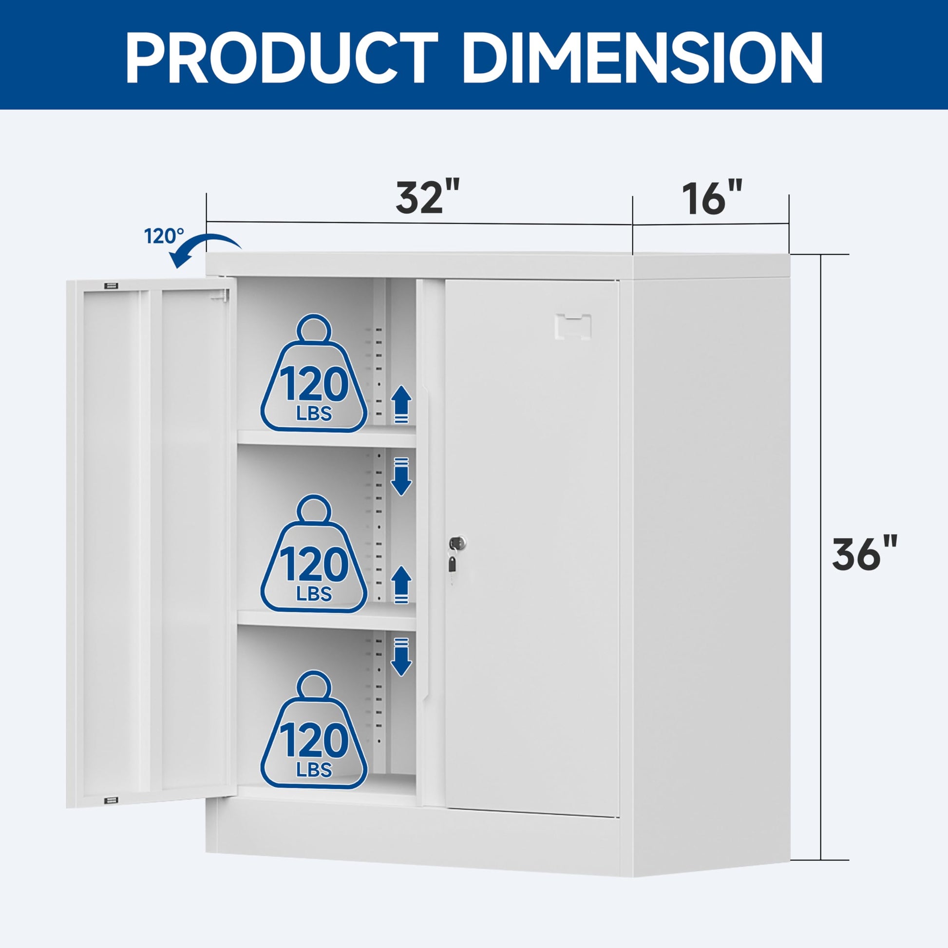 Metal Garage Storage Cabinet with Doors and Shelves，36" Metal Cabinet with Lock,Metal Storage Cabinet for Office,Home,Garage,Gym,School and Tool Rooms-White(Required-Assembly) - WoodArtSupply