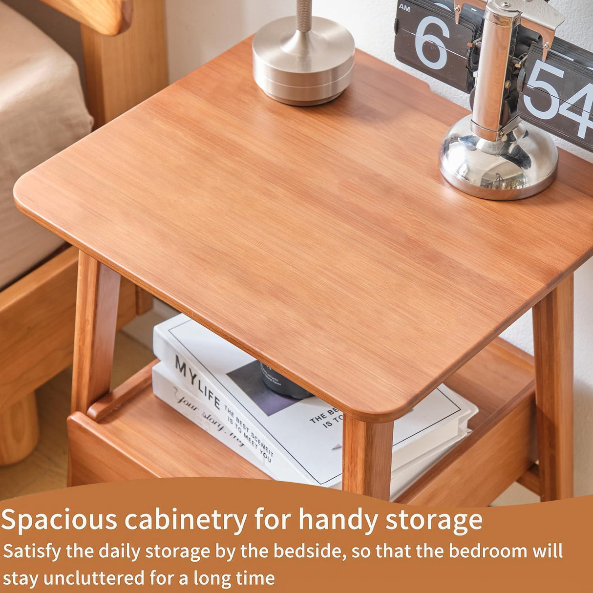 JIKUGO Nightstand with Drawers and Storage Shelf for Bedroom Bedside Tables Small Night Stands Bed Side Table JIKUGO