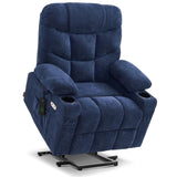 MCombo Power Lift Recliner Chair with Extended Footrest for Elderly People, Fabric 7287 (Navy Blue, Medium-Regular) MCombo
