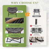 FINCATI Indoor Outdoor Papasan Rocking Chairs,Modern Large Reading Lounge Chair with Cushion,Rattan Royal Egg Chair for Bedroom Living Room Porch Garden(Dark Gray) FINCATI