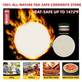 5 PCS Round Pizza Stone Set, 13" Pizza Stone for Oven and Grill with Pizza Peel(OAK),Serving Rack, Pizza Cutter & 10pcs Cooking Paper for Free, Baking Stone for Pizza, Bread Gyreuni