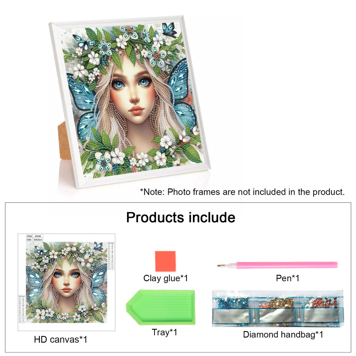 AiYuanzsh Diamond Art Painting Kits for Adults Pretty Princess Butterfly Fairy, 5D Special Shape Diamond Painting Kit, Unique Diamond Art for Beginners DIY Craft Wall Décor Gift 12×12 Inch AiYuanzsh