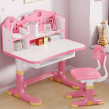 Xaperexi Kids Desk and Chair Set, Height Adjustable Child's School Study Writing Tables, Kids Desk with Bookstand and Storage Drawer, Widened Desktop with Desktop for Boys and Girls Xaperexi