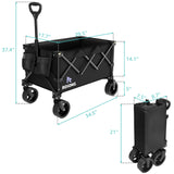 Folding Wagon Cart with Wheels Foldable - Collapsible Wagons Carts Heavy Duty, Fold Up Portable Utility Wagon for Grocery Beach Sports Fishing Camping Shopping ROSONG ROSONG