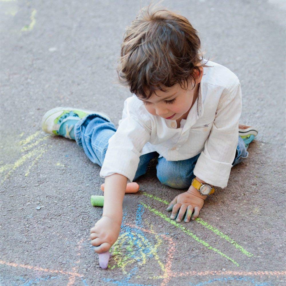 feela Sidewalk Chalk, 162 Pack 18 Colors Sidewalk Chalk Set For Kids Jumbo Chalk Bulk, Great for Kids Family, Paint on Sidewalk Wall School Driveway Blackboard Street Playground feela