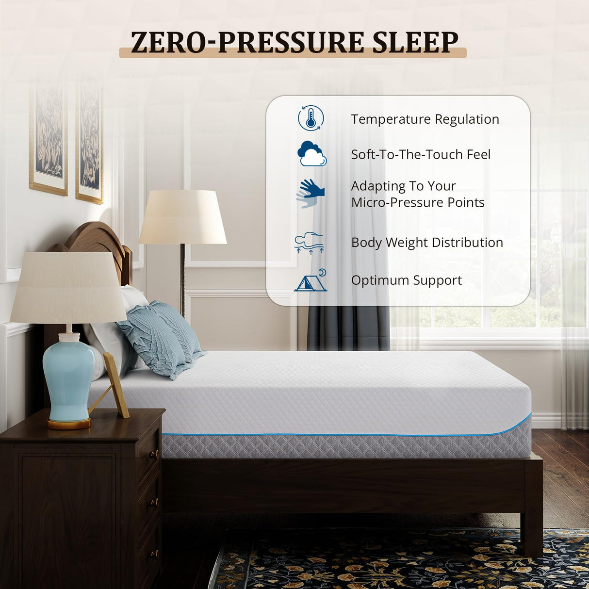 EGOHOME California King Mattress 12 Inch Cooling Gel Memory Foam, Fiberglass Free, Mattress Bed in a Box for Back Pain Relief, Medium Firm, CertiPUR-US Certified, 72”x84”x12”, White EGOHOME