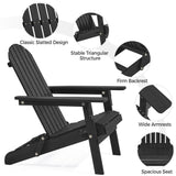 Yaheetech Folding Adirondack Chair Set of 6 Outdoor, 300LBS Solid Wood Garden Chair Weather Resistant, Fire Pit Lounge Chairs for Garden/Yard/Patio/Lawn, Black Yaheetech