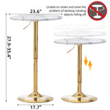 Finnhomy 24'' Round Cocktail Bar Table with Metal Base, Tall Bistro Pub Table, Adjustable 27.9''-35.4'' Counter Bar Height for Kitchen, Dining Room, Living Room, Easy Assembly, Gold Finnhomy