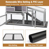 GUTINNEEN Rabbit Hutch for Outdoor Indoor Use, Bunny Cage with PVC Layer and Bottom Wire Netting, Wooden Chicken Coop Rabbit House with UV Roof, Leakproof Tray, Run GUTINNEEN