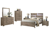 Kings Brand Furniture Dawson Modern 6-Piece Queen Size Farmhouse Style Bedroom Set in Light Brown Finish - Bed with LED Lights, Dresser, Mirror, Chest & 2 Nightstands Kings Brand Furniture